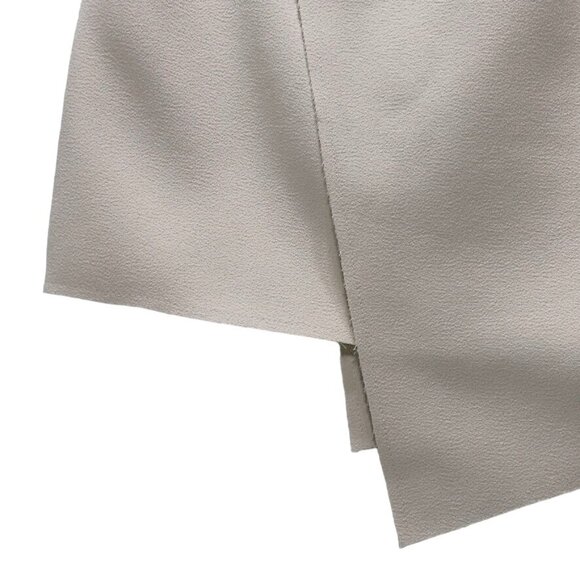 TOPSHOP Women's Skirt Ivory Crepe Asymmetrical Hem Faux Wrap Stretch Mini Size 2 - Picture 8 of 9